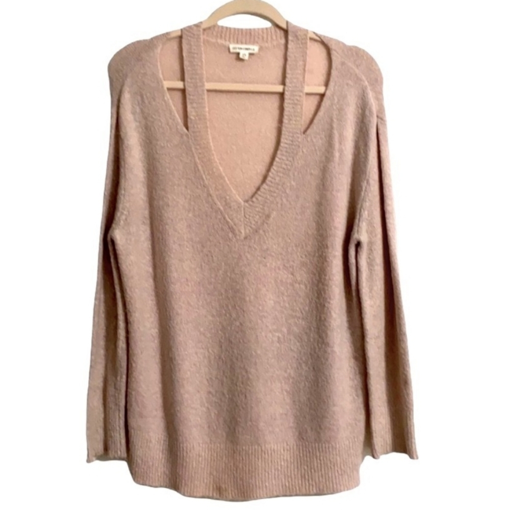 Cotton Candy LA Lightweight  Loose Fit Light Blush Pink Sweater Cut Out Size S/